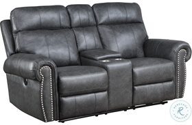 Granville Grey Double Power Reclining Console Loveseat