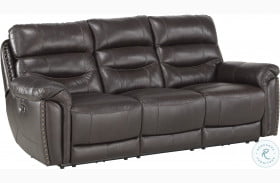 Lance Brown Power Double Reclining Sofa With Power Headrests
