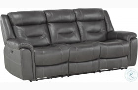 Danio Dark Gray Kennett Power Double Reclining Sofa With Power Headrest