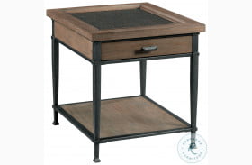Austin Medium Brown And Dark Bronze Rectangular Drawer End Table