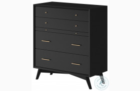 Flynn Black 4 Drawer Chest With Pull Out Tray