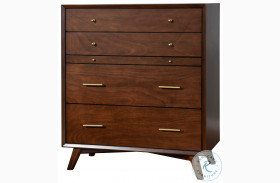 Flynn Walnut 4 Drawer Chest With Pull Out Tray
