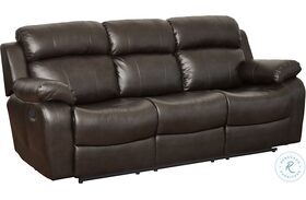 Marille Brown Double Reclining Sofa with Center Drop-Down
