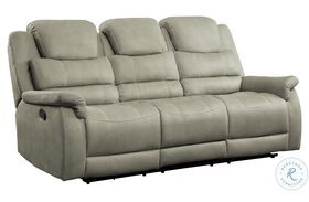 Shola Gray Finish Double Reclining Sofa With Drop Down Table