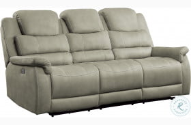 Shola Gray Power Double Reclining Sofa With Power Headrests