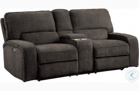 Borneo Chocolate Power Double Reclining Loveseat With Center Console
