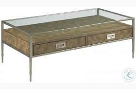 Carlton Rich Chestnut Brown And Brushed Silver Metal Rectangular Coffee Table