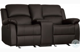 Clarkdale Dark Brown Double Glider Reclining Loveseat with Center Console