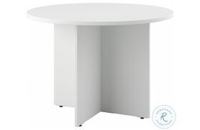 BBF Conference White 42" Round Conference Table with Wood Base