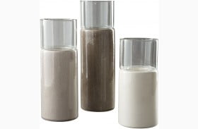 Deus Gray White And Brown Candle Holder Set of 3