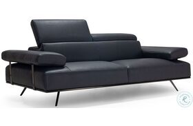 Adrian Anthracite Leather Sofa with Adjustable Headrest