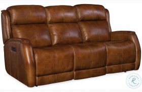 Emerson Earthy Brown Leather Power Reclining Sofa With Power Headrest