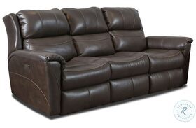 Shimmer Fossil Leather Reclining Sofa with Power Headrest and USB Ports