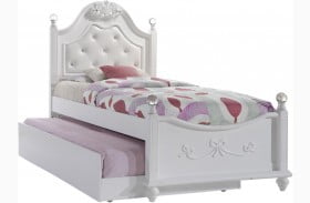 Annie Youth Upholstered Poster Bed With Storage Trundle