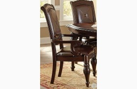 Antoinette Warm Brown Cherry Arm Chair Set Of 2