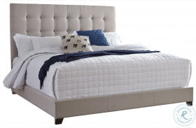 Contemporary Beige Upholstered Panel Bed