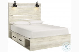 Cambeck Whitewash Panel Bed with Underbed Storage