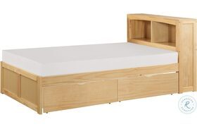 Bartly Natural Pine Twin Bookcase Bed With Storage Boxes