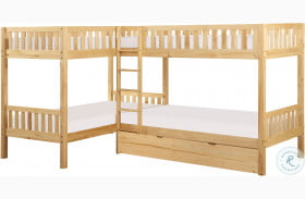 Bartly Natural Pine Twin Corner Bunk Bed With Trundle