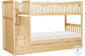 Bartly Natural Pine Twin Bunk Bed With Reversible Step Storage And Twin Trundle