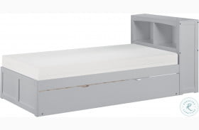 Orion Gray Twin Bookcase Bed With Twin Trundle