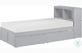 Orion Gray Twin Bookcase Bed With Storage Boxes
