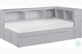 Orion Gray Twin Bookcase Corner Bed With Storage Boxes