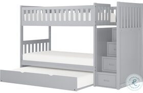 Orion Gray Twin Bunk Bed With Reversible Step Storage And Twin Trundle