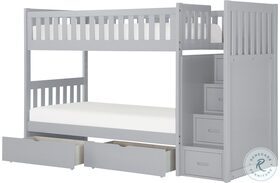 Orion Gray Twin Bunk Bed With Reversible Step Storage And Storage Boxes