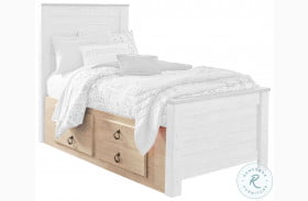Willowton Whitewash Under Bed Storage with Side Rail and Full Slat Roll