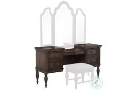 Grand Statement Rich Brown Acacia Vanity Base With Marble Center