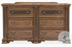 Lariat Roasted Pecan Saddle Brown And Emperador Stone Double Drawer Dresser