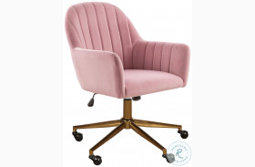 DS-D274-705-3 Blush Velvet Channel Tufted Upholstered Office Chair