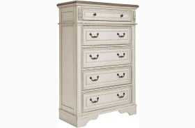 Realyn Chipped Two Tone 5 Drawer Chest