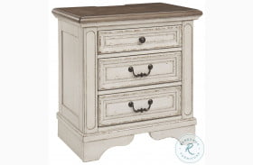 Realyn Chipped White 3 Drawer Nightstand