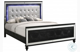 Valentino Black California King Upholstered Panel Bed