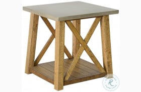 DS-D153-211A Neutral Brown And Distressed Gray Faux Concrete Top End Table