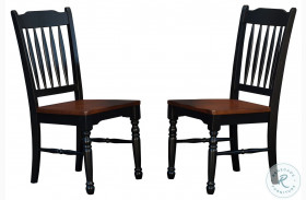 British Isles Oak Black Slatback Side Chair Set of 2