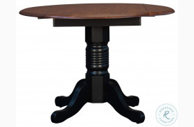 British Isles Oak Black 42" Extendable Round Double Drop Leaf Dining Table