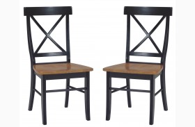 Dining Essentials Black Cherry X Back Side Chair Set of 2