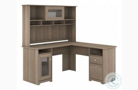 Cabot Ash Gray 60" L Shaped Computer Desk With Hutch