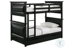 Trent Antique Black Twin Over Twin Bunk Bed With Trundle