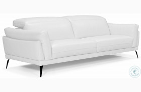 Casino White Leather Sofa with Adjustable Headrest