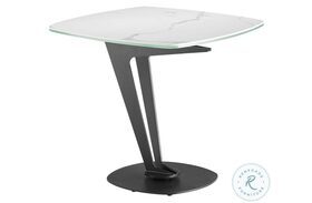 Leaf White And Gray End Table