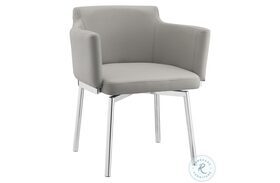 Suzzie Grey And High Polished Stainless Steel Arm Chair