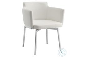Suzzie White And High Polished Stainless Steel Arm Chair