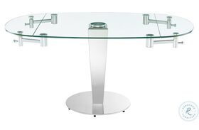 Enzo Clear And Silver Extendable Dining Table