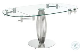 Tasso Clear And Silver Extendable Dining Table