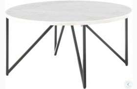 Kinsler White Marble And Black Round Coffee Table