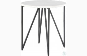 Kinsler White Marble And Black Round End Table